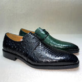 Orsano – Men’s Ostrich-Print Leather Oxford Shoes – Genuine Leather Dress Shoes - Ashour Shoes