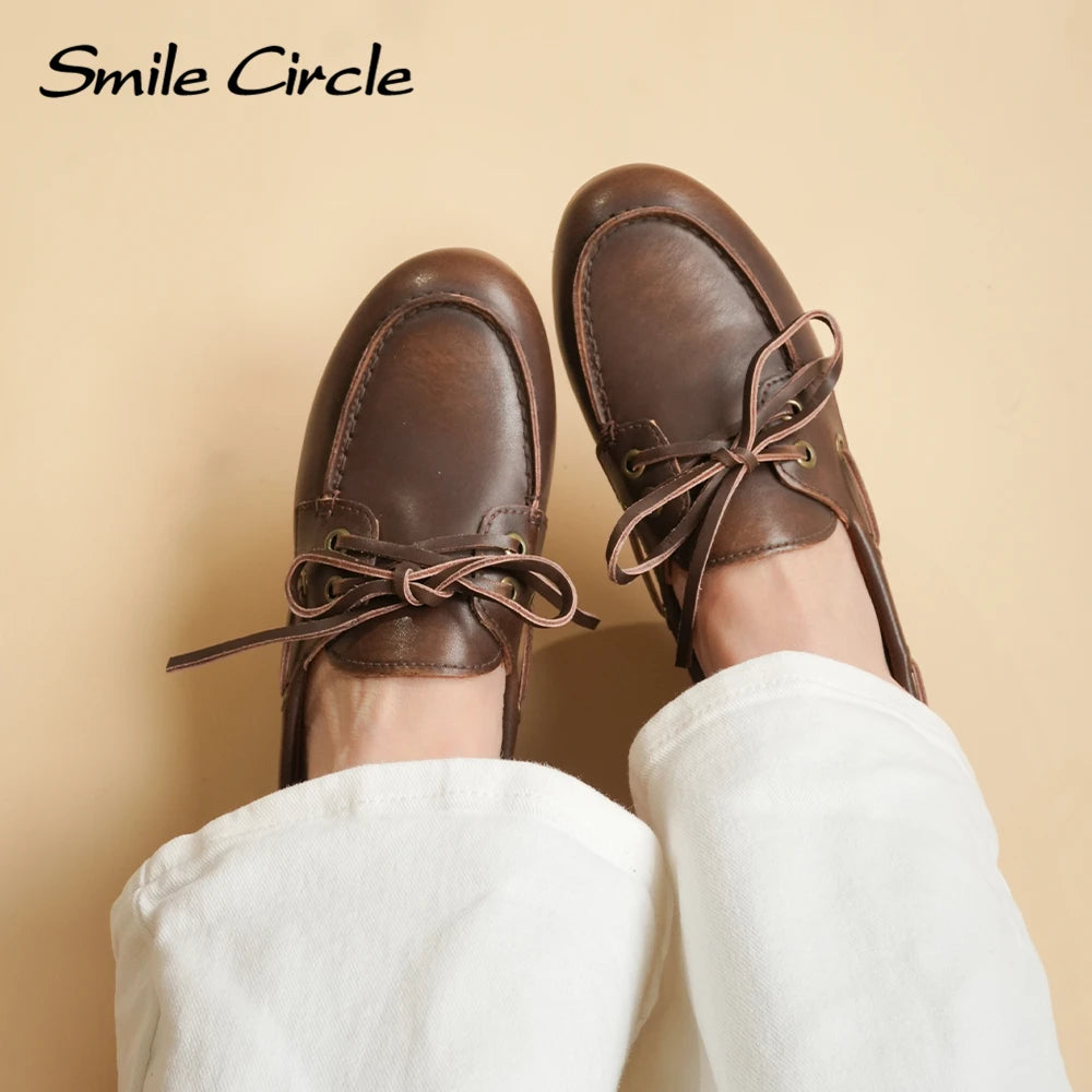 Lerana - Genuine Leather Boat Shoes for Women. Classic Moccasin for Everyday Comfort
