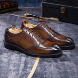 Maestro - Men's Elegant Burnished Leather Derby Dress Shoes - Ashour Shoes