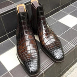 Calviro – Men’s Crocodile-Embossed Chelsea Boots – vegan Leather Ankle Boots - Ashour Shoes