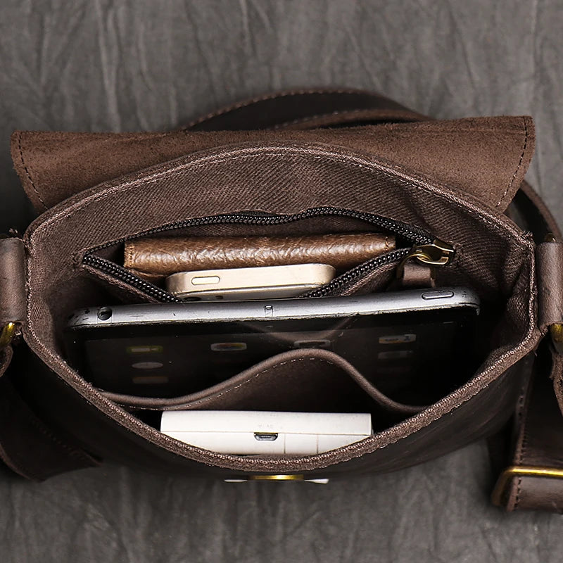 Lavino - Genuine Leather Crossbody Bag for Men – Compact Sling Satchel for Phone and 7.9-Inch Tablet - Ashour Shoes