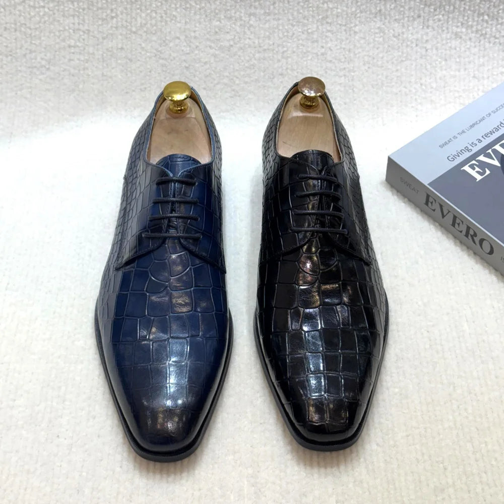 Stilista - Men's Luxury Crocodile Embossed Leather Derby Dress Shoes - Ashour Shoes