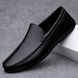 Azzurro - Men's Genuine Leather Slip-On Driving Loafers - Ashour Shoes