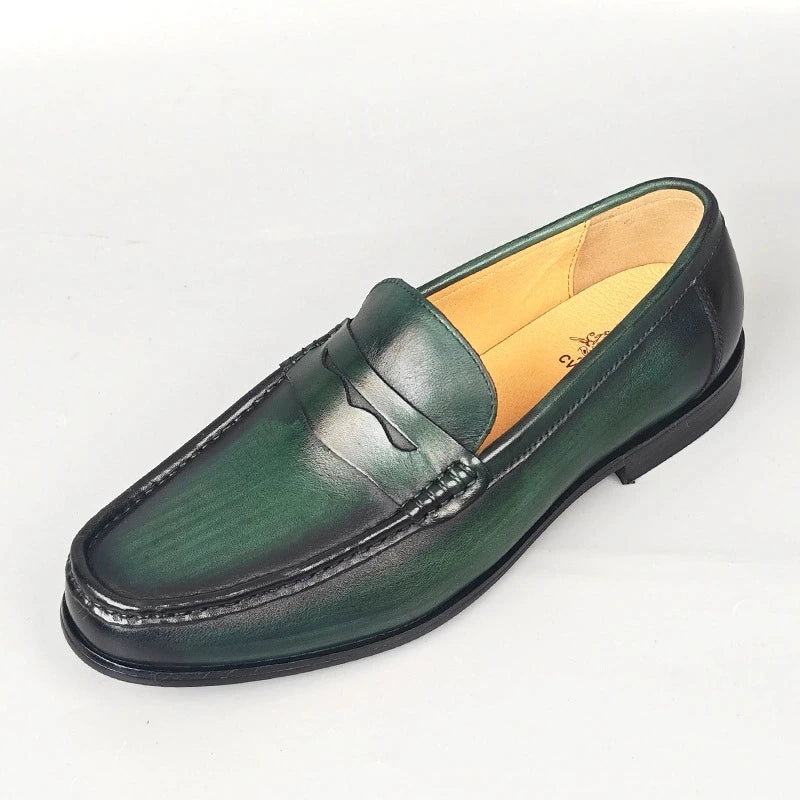 Classico - Men's Elegant Burnished Leather Penny Loafers - Ashour Shoes
