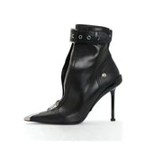 POX5 - Red bottom Stiletto shoes for women with a buckle and a zipper closure - Ashour Shoes