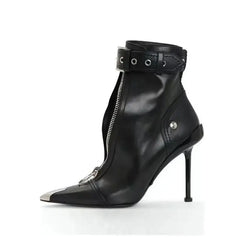 POX5 - Red bottom Stiletto shoes for women with a buckle and a zipper closure - Ashour Shoes