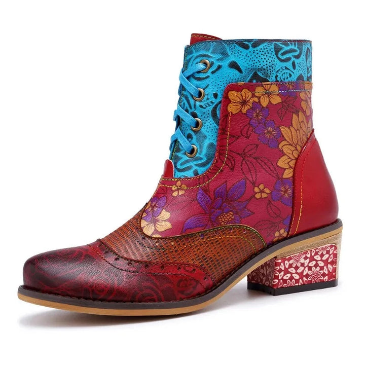 Konzoy2 - Retro Painted Clasp Leather Boots for Women - Ashour Shoes