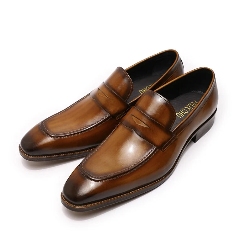 Romi2 - Stylish Leather penny loafers for men. Big sizes (US 15)