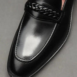 il lusso 3 - Italian Style leather Loafers for men with Braided Strap. - Ashour Shoes