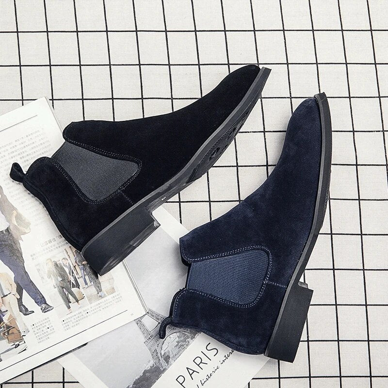 Il manifesto - Blue Suede Leather Chelsea boots for men