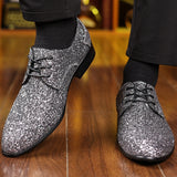 Scintillante - Men's Dazzling Gold Sequin Oxford Dress Shoes - Ashour Shoes
