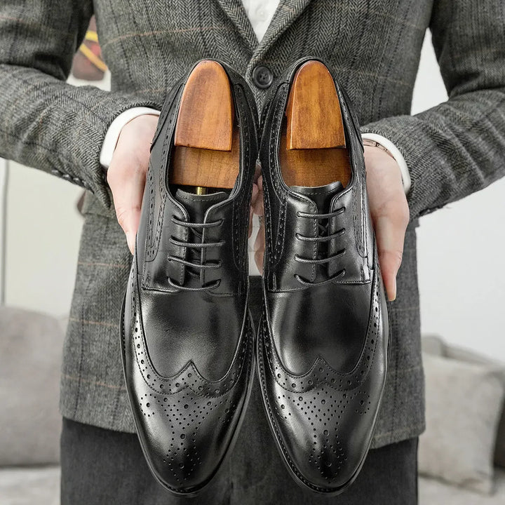 Ryno - Brogue Derby leather dress shoes for men - Ashour Shoes