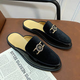 Stilare - Men's Elegant Suede & Patent Leather Loafer Mules - Ashour Shoes