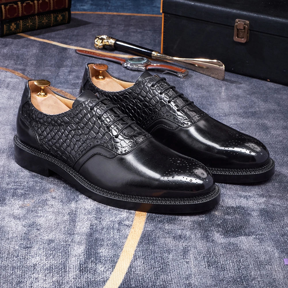 Aurelio – Men’s red bottoms sole shoes - Dual-Leather Oxford Shoes - Ashour Shoes