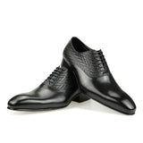 simaya - leather oxford dress shoes. textured detailing. Big sizes. - Ashour Shoes