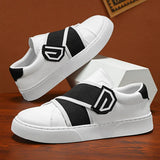 Stile - Men's Modern Slip-On Leather Sneakers with Elastic Straps - Ashour Shoes