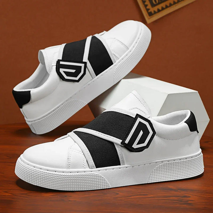 Stile - Men's Modern Slip-On Leather Sneakers with Elastic Straps