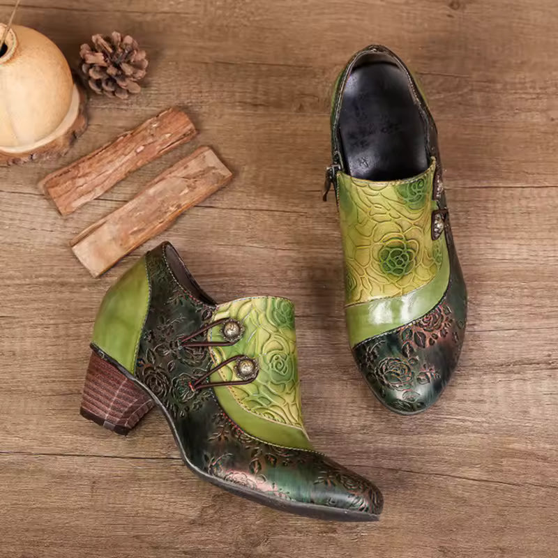 Girsby2 - colorful Retro leather booties for women - Ashour Shoes