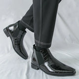 Lucente - Men's Elegant Croc-Embossed Chelsea Boots - Ashour Shoes