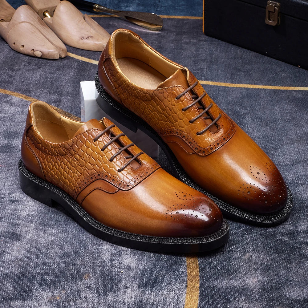 Aurelio – Men’s red bottoms sole shoes - Dual-Leather Oxford Shoes - Ashour Shoes