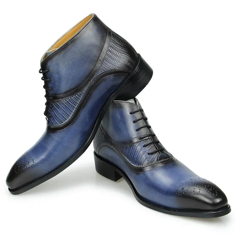 The Ardito - Brogue two tone leather boots for men - Ashour Shoes