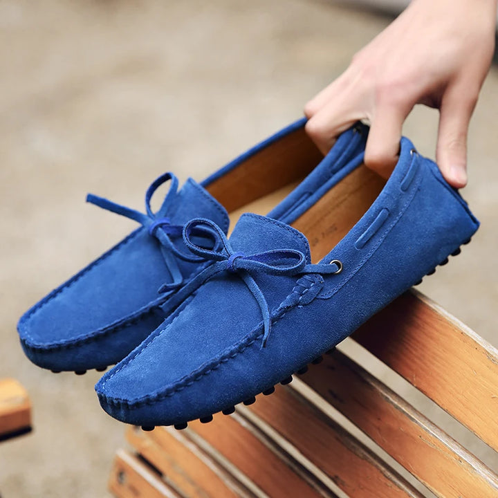 Sereno - Men's Casual Navy Suede Driving Loafers