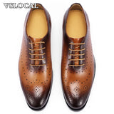 Maestro - Men's Elegant Burnished Leather Brogue Oxford Dress Shoes - Ashour Shoes