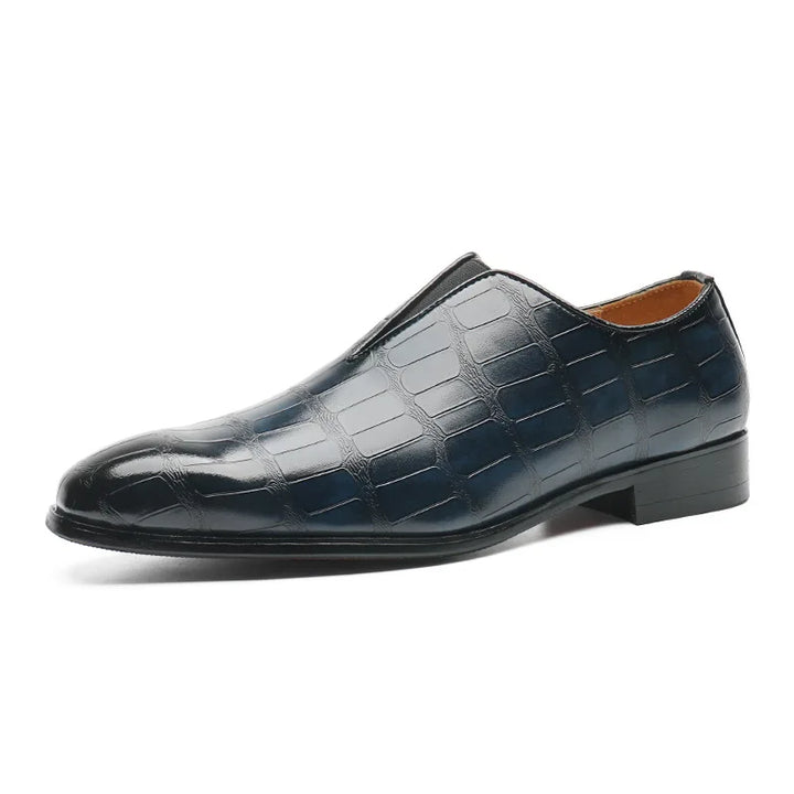 Distinto - Men's Luxury Crocodile Embossed Pointed Toe Slip-On Loafers