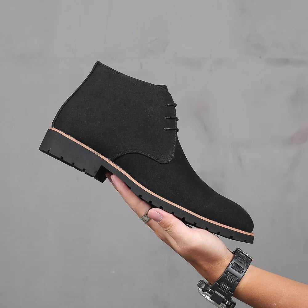 Stile - Men's Navy Faux Suede Lace-Up Chukka Boots - Ashour Shoes