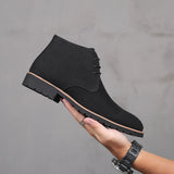 Stile - Men's Navy Faux Suede Lace-Up Chukka Boots - Ashour Shoes