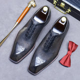 Eleganza - Men's Laser-Carved Leather Oxford Dress Shoes - Ashour Shoes