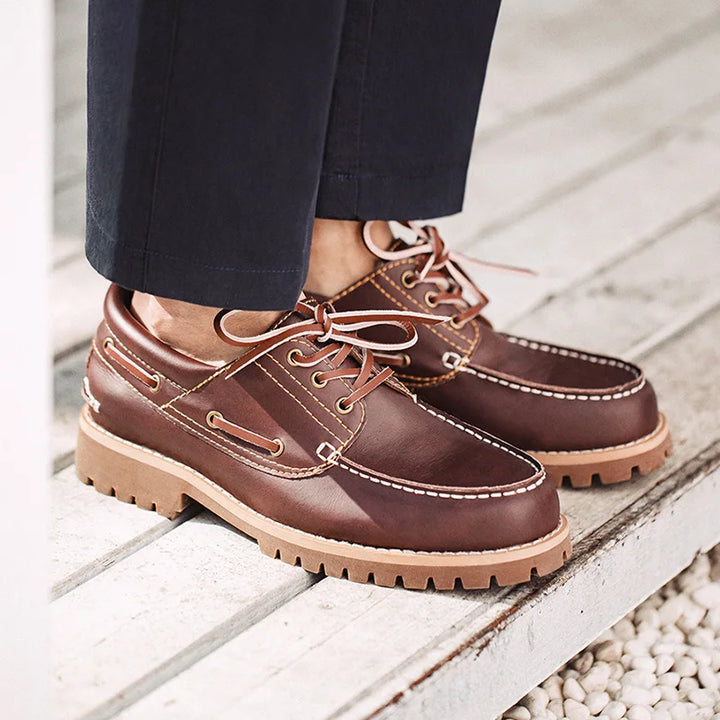 Robusto - Men's Rugged Leather Boat Shoes - Ashour Shoes