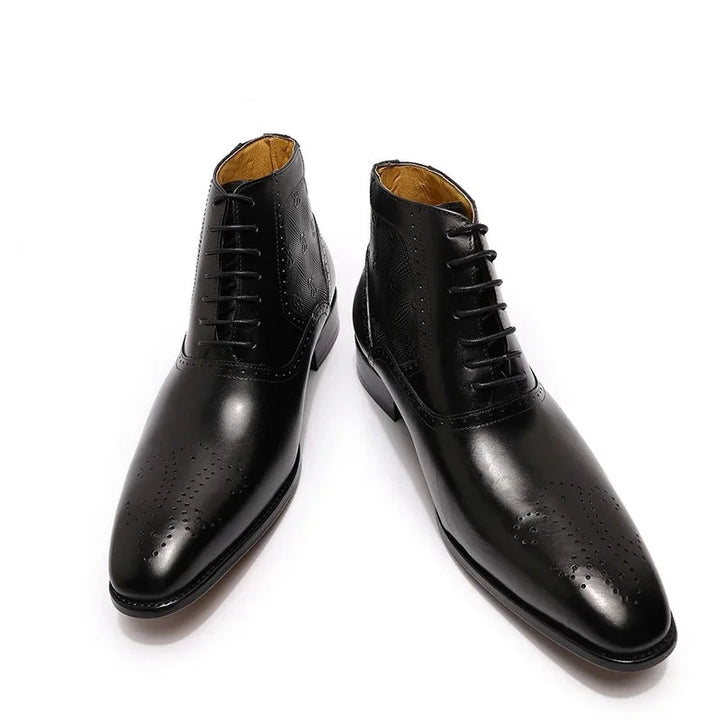 The Byaro - Men's Italian Leather Brogue Dress Boots - Ashour Shoes