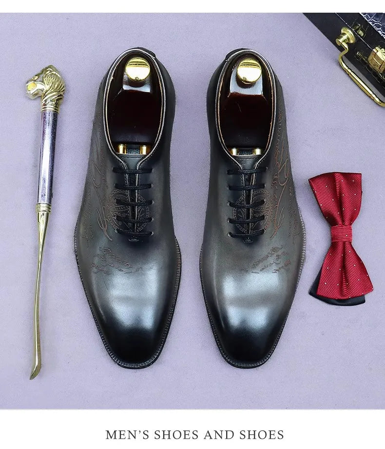 Raffinato - Men's Handcrafted Burnished Leather Oxford Dress Shoes - Ashour Shoes