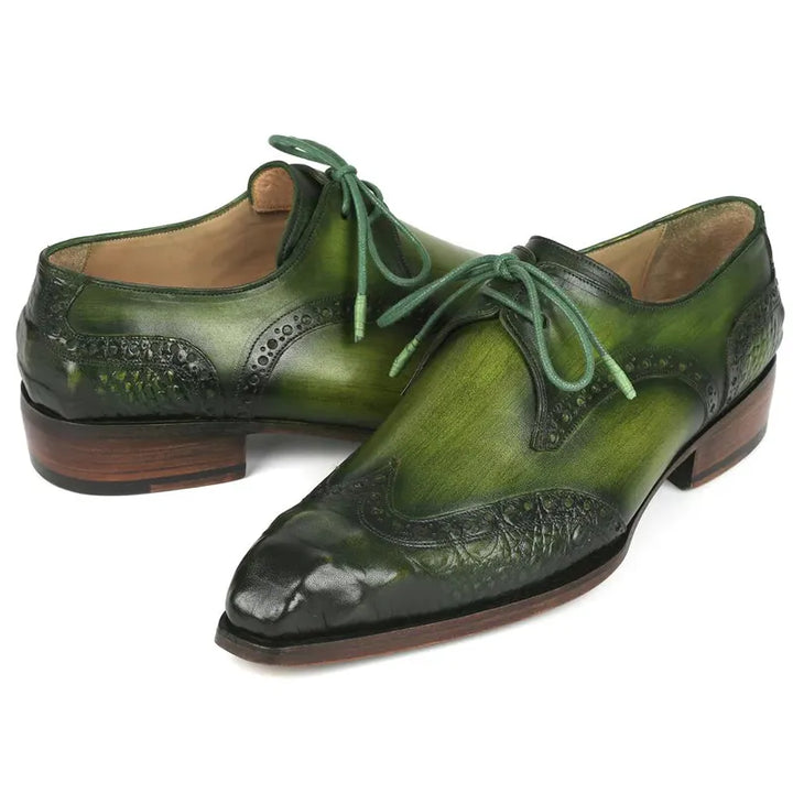 Green Totem - Genuine Leather Men’ Derby Shoes - Ashour Shoes