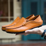 Comodo - Men's Dark Blue Leather Driving Loafers - Ashour Shoes