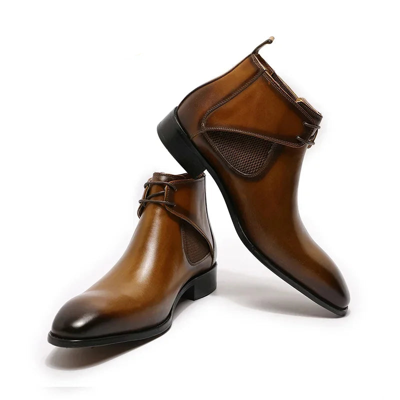 Stile - Men's Elegant Leather Ankle Boots for Business & Wedding - Ashour Shoes
