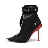 POX5 - Red bottom Stiletto shoes for women with a buckle and a zipper closure - Ashour Shoes