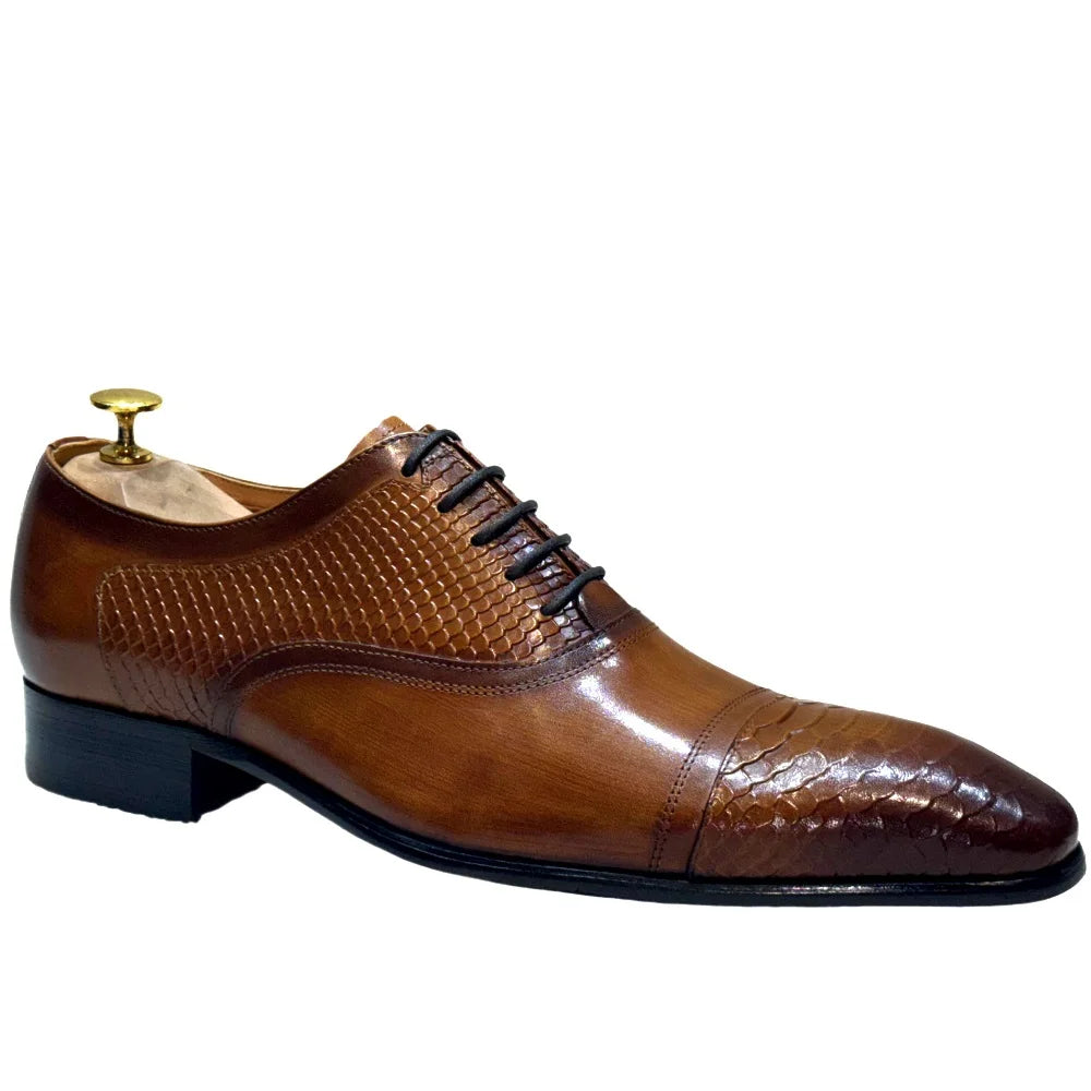 Lirona - Men-s leather oxford dress shoes in brown or black