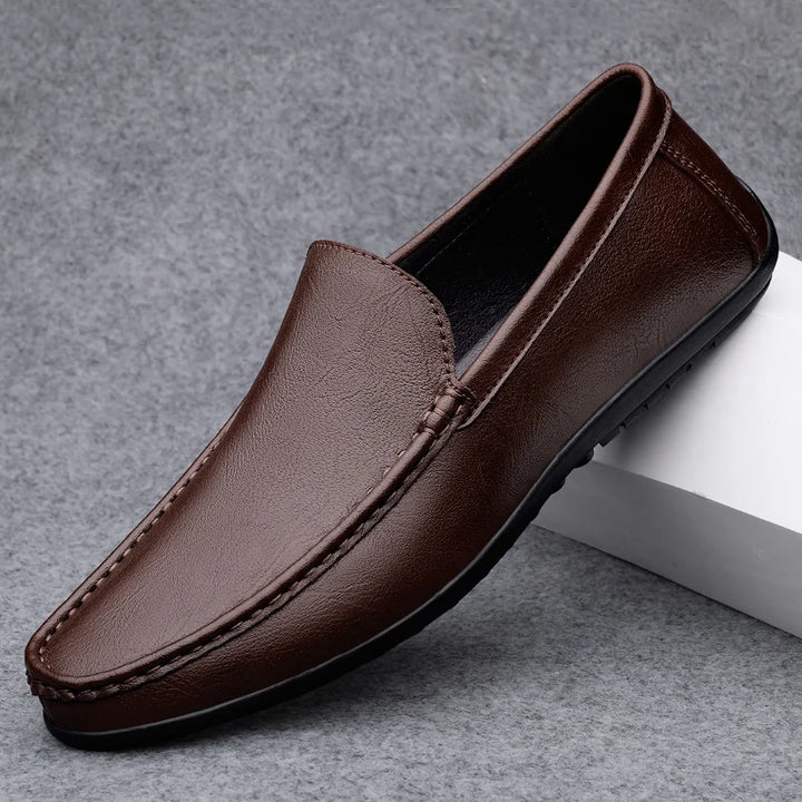 Azzurro - Men's Genuine Leather Slip-On Driving Loafers