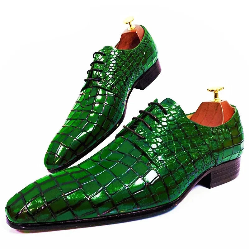 The Ragno - Alligator print elegant leather derby dress shoes - Ashour Shoes