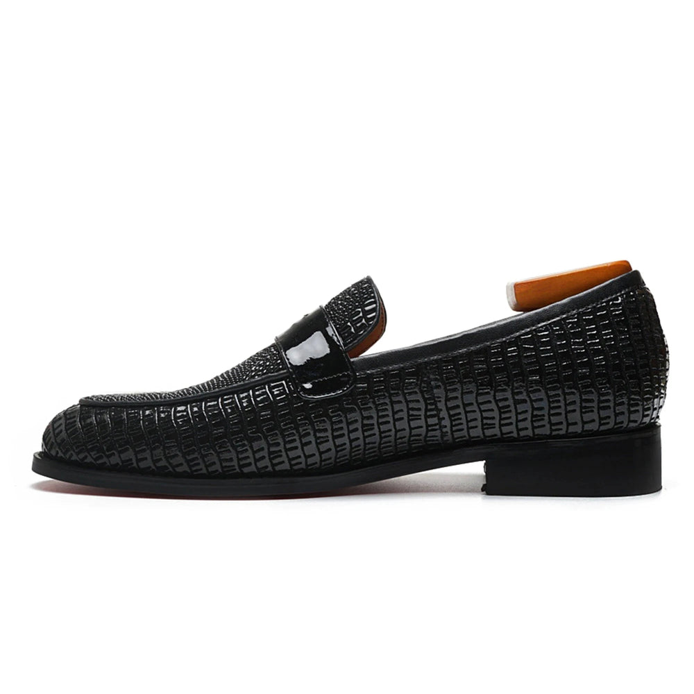 The LOM - Luxury red bottom alligator print leather loafers for men - Ashour Shoes