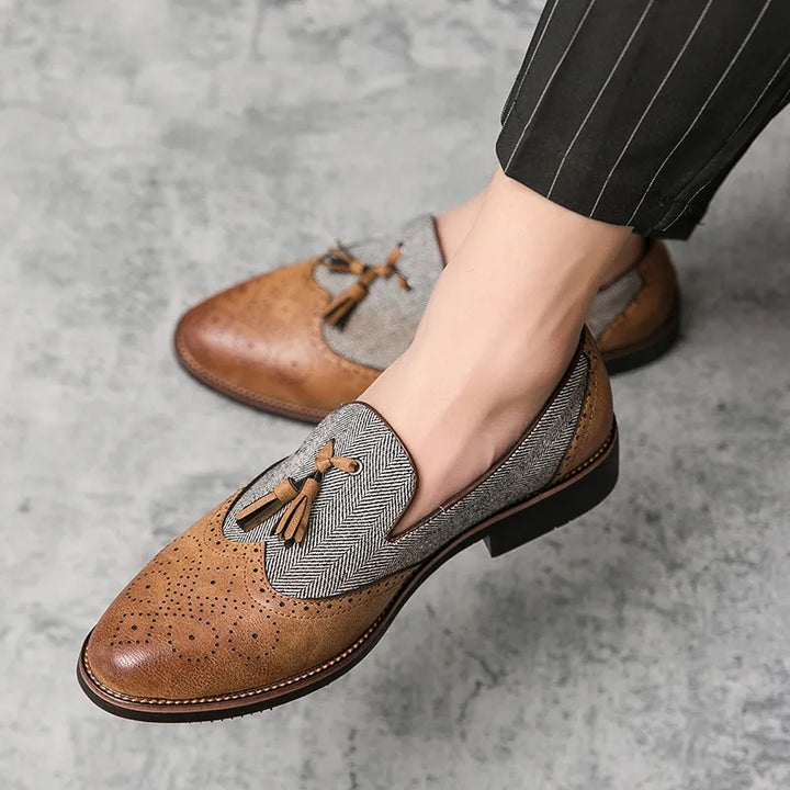 The ariginte - Two tone spectator tassel brogue loafers for men - Ashour Shoes