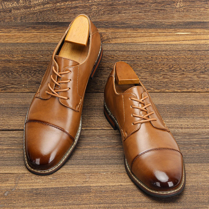 Brunito - Men's Polished Cap Toe Derby Dress Shoes