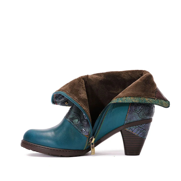 Armino - Retro Painted clasp leather boots for women - Ashour Shoes