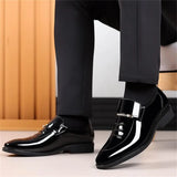 Splendido - Men's High Gloss Patent Business Loafers with Metallic Accent - Ashour Shoes