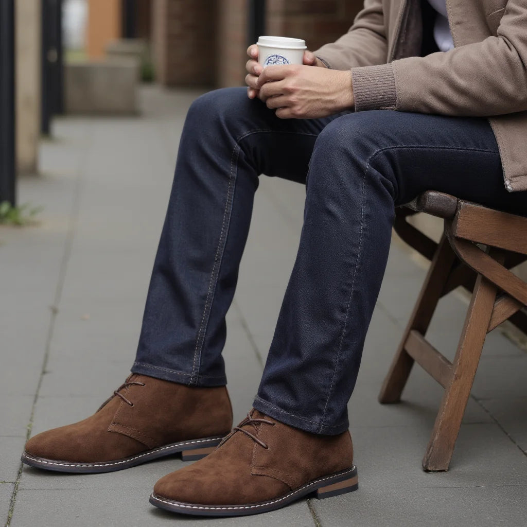Vagabondo - Men's Classic Brown Suede-Texture Desert Ankle Boots - Ashour Shoes