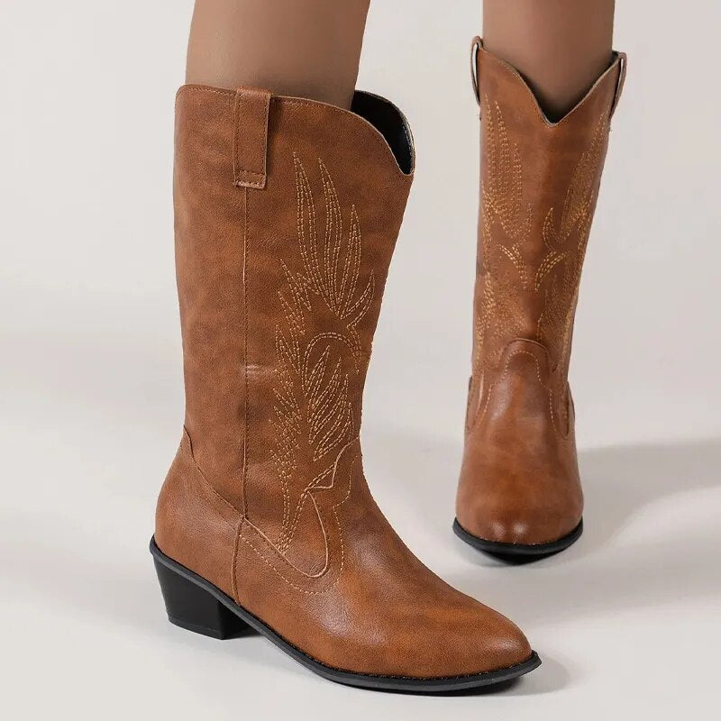 Pace - Vegan leather Cowboy boots for women - Ashour Shoes