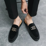 Stilare - Men's Elegant Suede & Patent Leather Loafer Mules - Ashour Shoes