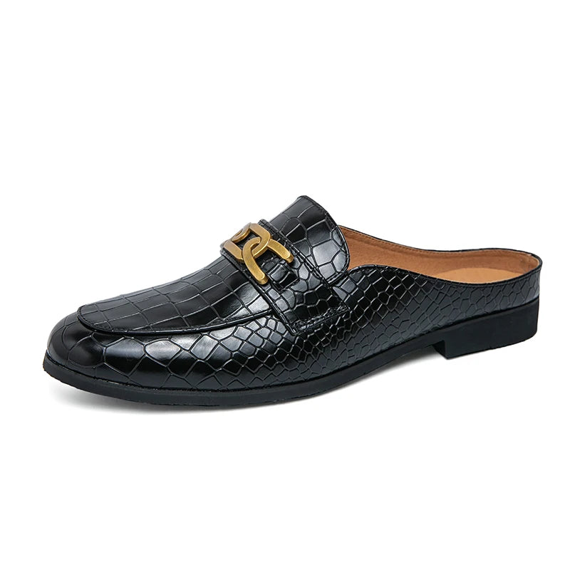 lusso M Original - Crocodile Pattern Leather Mules backless loafers/Slippers for Men - Ashour Shoes